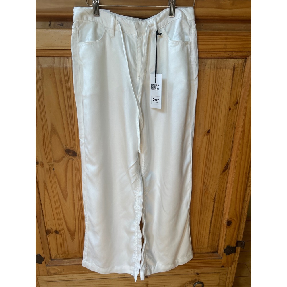 OAT New York Womens White High Rise Super Wide Leg Lyocell Pants Size 6/28 NWT